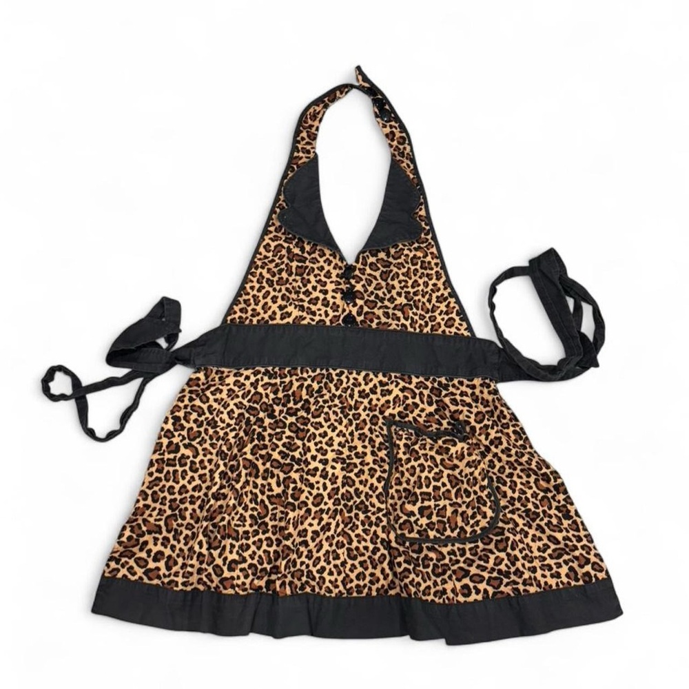 Vintage Grandway Honduras Leopard print halter neck apron